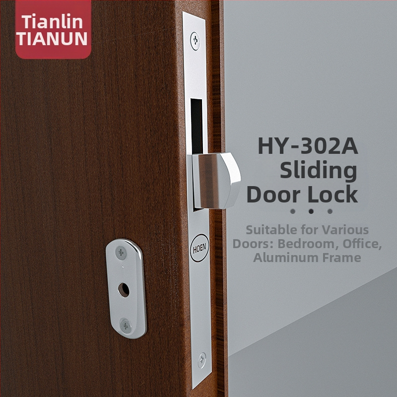 Врезна брава за алуминиево-рамкови стъклени врати, модел HY-302A/HY-302B, железна, модерна простота