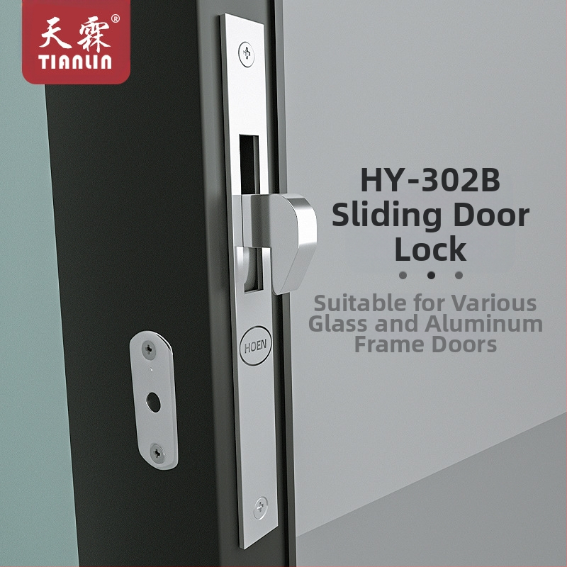 Врезна брава за алуминиево-рамкови стъклени врати, модел HY-302A/HY-302B, железна, модерна простота