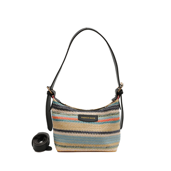 Fonott anyagú bucket bag, cipzáras záródás, poliészter bélés, horizontális négyszögletes forma, nyár 2024, street-trendy stílus