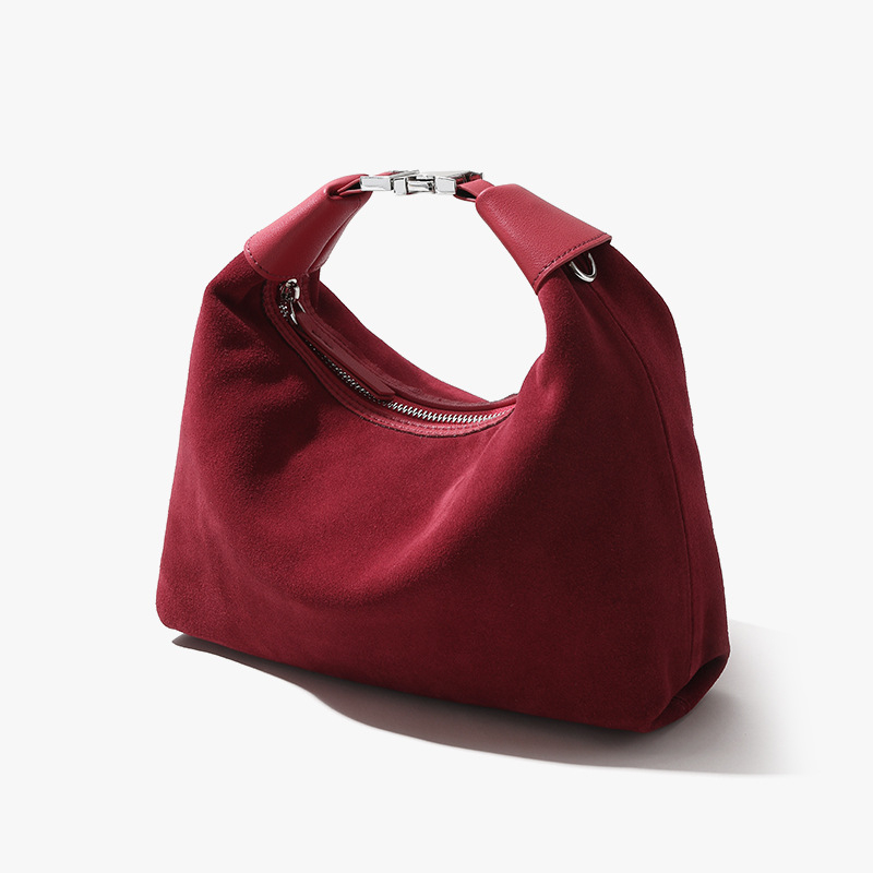 Párnás alakú táska matt marhabőrből, városi egyszerű stílus, cipzárral záródó, belső zsebek telefonhoz és személyi igazolványhoz.