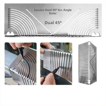 Πολυλειτουργικός ανοξείδωτος κανόνας γωνίας 90° με αναδιπλούμενο τόξο για χάραξη, πανευρύμετρο εργαλείο μέτρησης για ξυλουργική