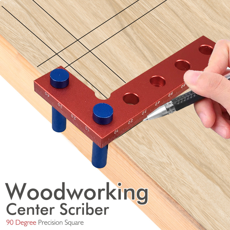 Εργαλείο χάραξης αυτοκεντρικό για ξυλουργική, με 90° ακριβή τετράγωνη άκρη, κράμα αλουμινίου, μίνι κεντρικό εργαλείο