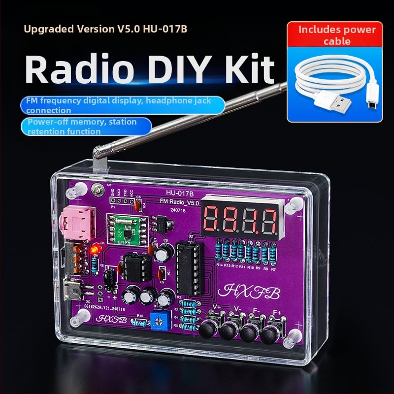 Radio montāžas komplekts ar FM digitālo displeju, Hu-017b, Core Storm – DIY lodēšanas apmācība mikrokontrolieriem