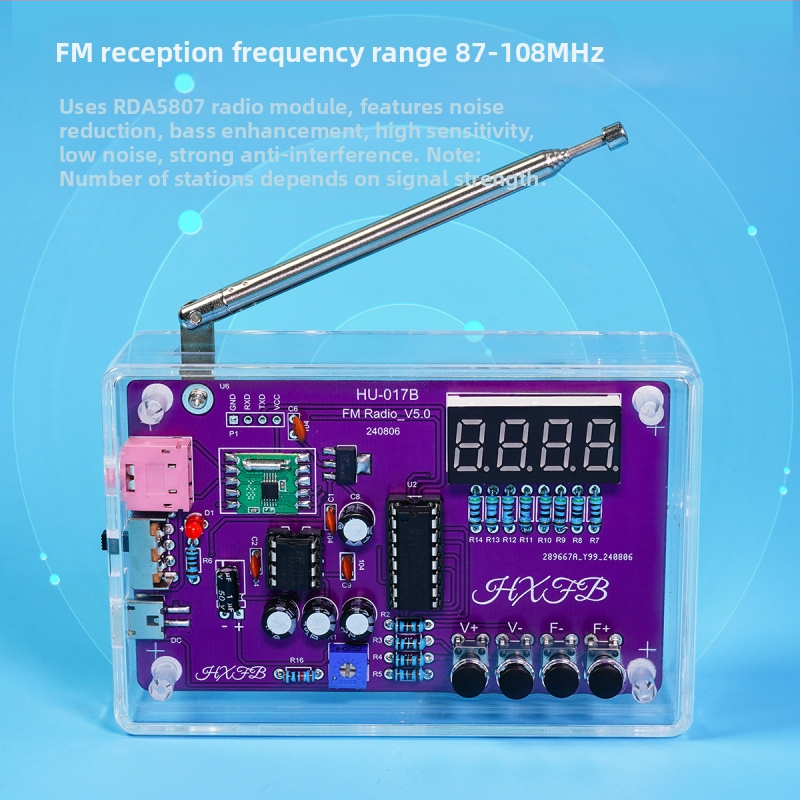 Комплект за сглобяване на радиоприемник с FM дигитален дисплей, Hu-017b, Core Storm – обучение по микроконтролер и заваряване, DIY