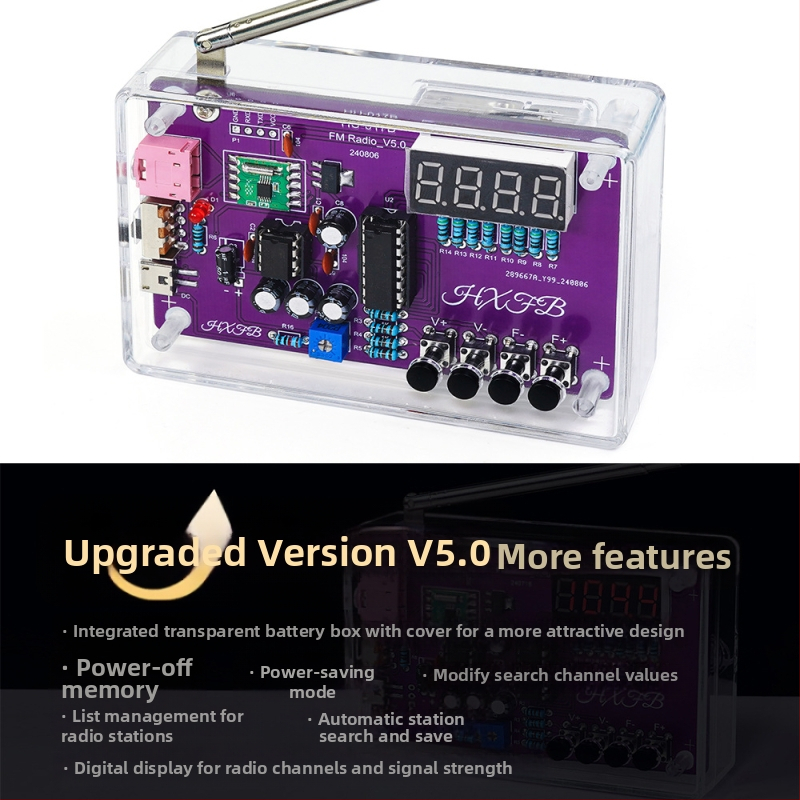 Комплект за сглобяване на радиоприемник с FM дигитален дисплей, Hu-017b, Core Storm – обучение по микроконтролер и заваряване, DIY