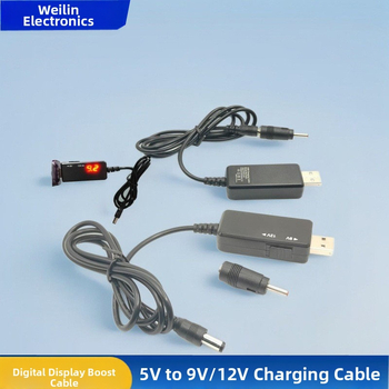 USB към DC усилващ кабел, вход USB 5V, изход 9V/12V, дължина 1 м, за рутер, оптичен модем и LED лента