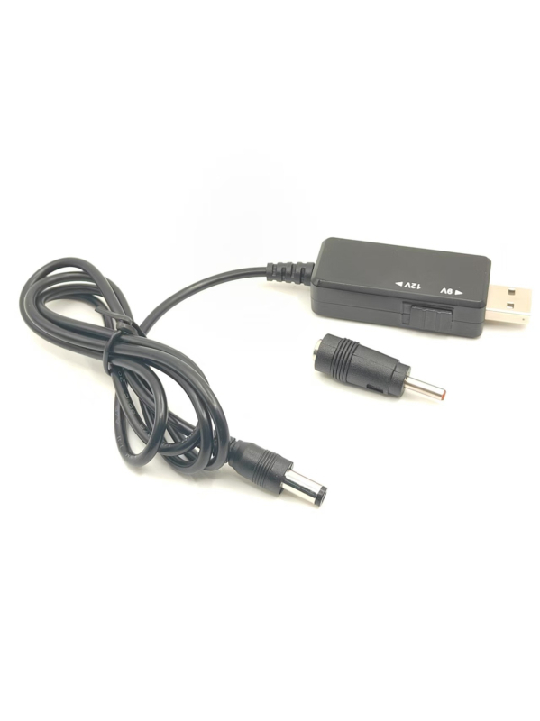 USB към DC усилващ кабел, вход USB 5V, изход 9V/12V, дължина 1 м, за рутер, оптичен модем и LED лента