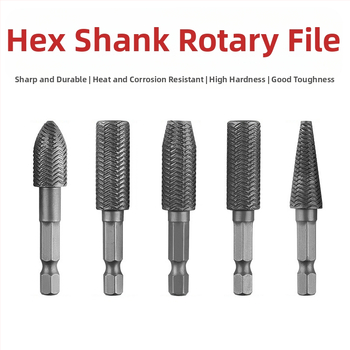 Петчленен комплект електрически въртящи се файлове, стоманени, кръгло сечение, еднозърнест модел, за нерудни метали