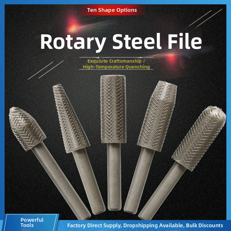 Петчленен комплект електрически въртящи се файлове, стоманени, кръгло сечение, еднозърнест модел, за нерудни метали