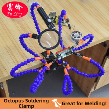 Fuling универсален държач за спойка на PCB платки, изработен от въглеродна стомана, осем щипки, предназначен за ремонт на електронни платки в телекомуникациите