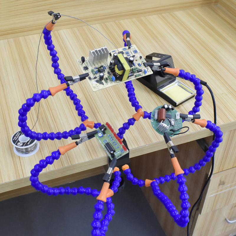 Fuling универсален държач за спойка на PCB платки, изработен от въглеродна стомана, осем щипки, предназначен за ремонт на електронни платки в телекомуникациите