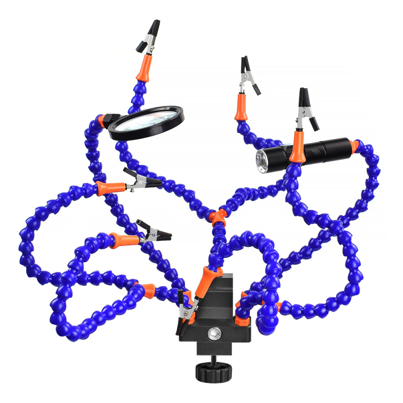 Fuling универсален държач за спойка на PCB платки, изработен от въглеродна стомана, осем щипки, предназначен за ремонт на електронни платки в телекомуникациите