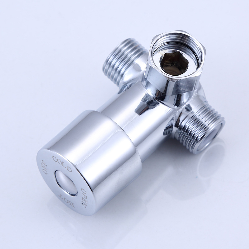 Mu Bin termostatinis temperatūros reguliatorius su jutikliniu čiaupu, 2 įv. 1 išv., 3-šakos maišymo vožtuvas vandens šildytuvui, modelis 62325, darbinis slėgis 0.8 MPa, šaltas 10°C, karštas 80°C