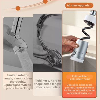 Kuhinjski slavina s izvlačnim izljevom, model CLDD2YS, materijal nehrđajući čelik + ABS, upravljanje jednim ručicama, nazivni tlak 10, radna temperatura 85°C