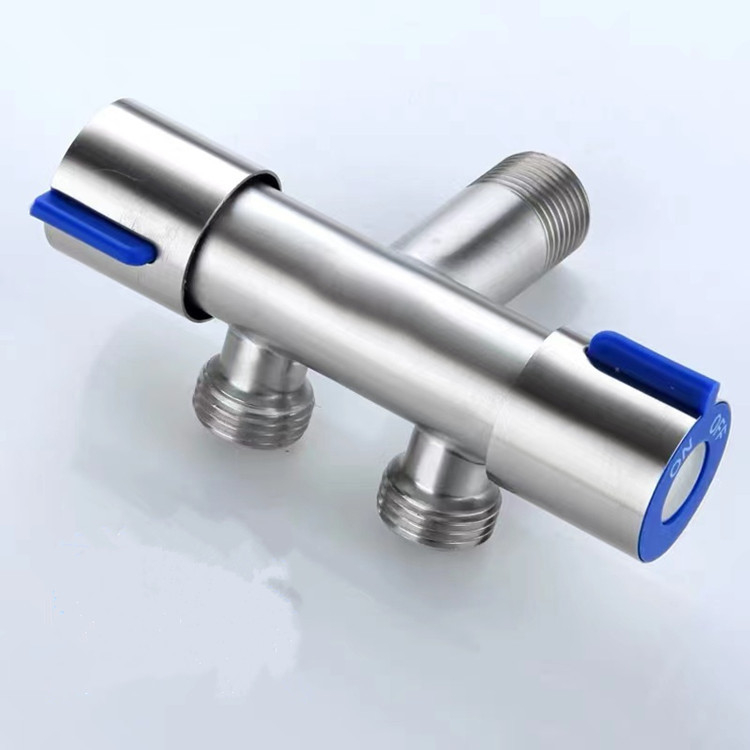 Тоалетен триъгълен клапан, неръждаема стомана, DS662, 1.0 MPa, вградена инсталация, вход 1, изходи 2