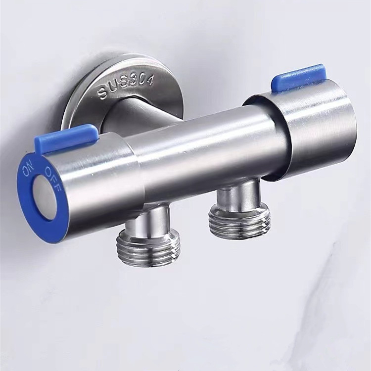 Тоалетен триъгълен клапан, неръждаема стомана, DS662, 1.0 MPa, вградена инсталация, вход 1, изходи 2