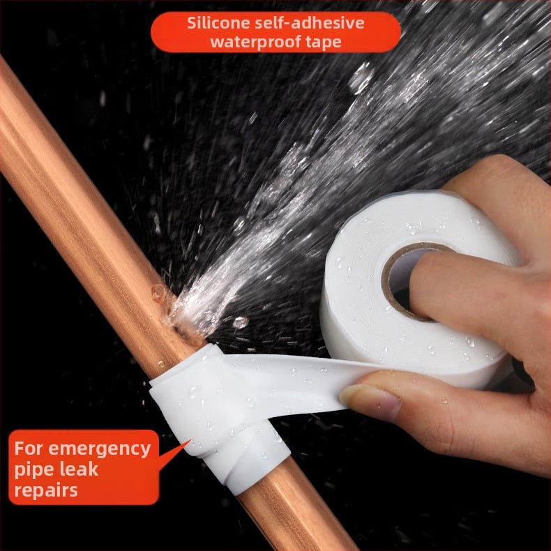 Λωρίδα σιλικόνης αυτοσυναρμογής για επισκευή διαρροών σωλήνων ύδατος, 1 mm πάχος, βάση σιλικόνης, αντοχή σε θερμοκρασία 260°C βραχυπρόθεσμα / 200°C μακροπρόθεσμα