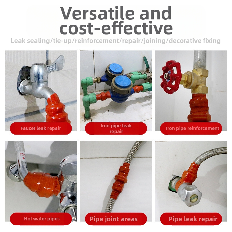 Самофузионна силиконова лента за ремонт на водопроводни тръби, 1 мм дебелина, силиконова основа, температурна устойчивост 260°C краткотрайно / 200°C дълготрайно