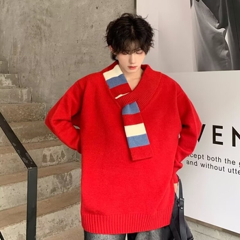 Пуловер с V-образно деколте, свободен силует, дълги ръкави, дебелен модал плат