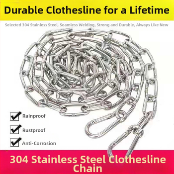 304 nerūsējošā tērauda bezšuvju žāvēšanas aukla drēbēm ar biezu ķēdi