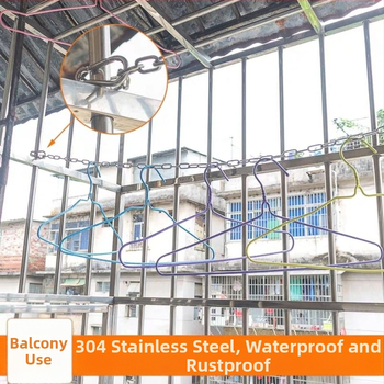 304 nerūsējošā tērauda bezšuvju žāvēšanas aukla drēbēm ar biezu ķēdi