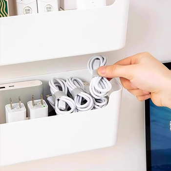 Επιτοίχιο Κιβώτιο Αποθήκευσης Γραφικών Υλικών με Αυτοκόλλητη Στήριξη, Ορθογώνιο Πλαστικό, 2L Χωρητικότητα, Στοίβαξη