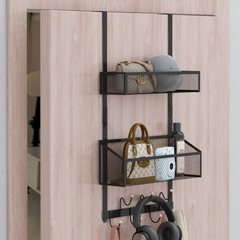 Kaimi 3-επίπεδη ράφι αποθήκευσης πάνω από την πόρτα, χωρίς διάτρηση, από χάλυβα άνθρακα, οργανωτής υπνοδωματίου