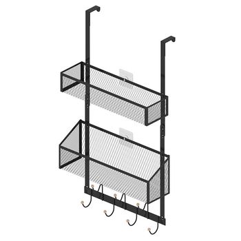 Kaimi 3-επίπεδη ράφι αποθήκευσης πάνω από την πόρτα, χωρίς διάτρηση, από χάλυβα άνθρακα, οργανωτής υπνοδωματίου