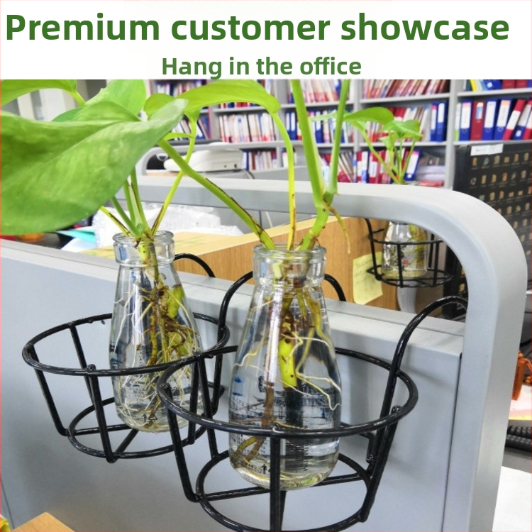 Балконен метален стелаж за растения, закачен тип, едно ниво, модел Кръгла серия, прост и модерен стил, комбинируем