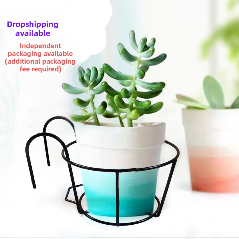 Metalinė balkono lentyna augalams, pakabinamas tipas, vieno aukšto, Round Series modelis, paprastas ir šiuolaikiškas stilius, derinamas