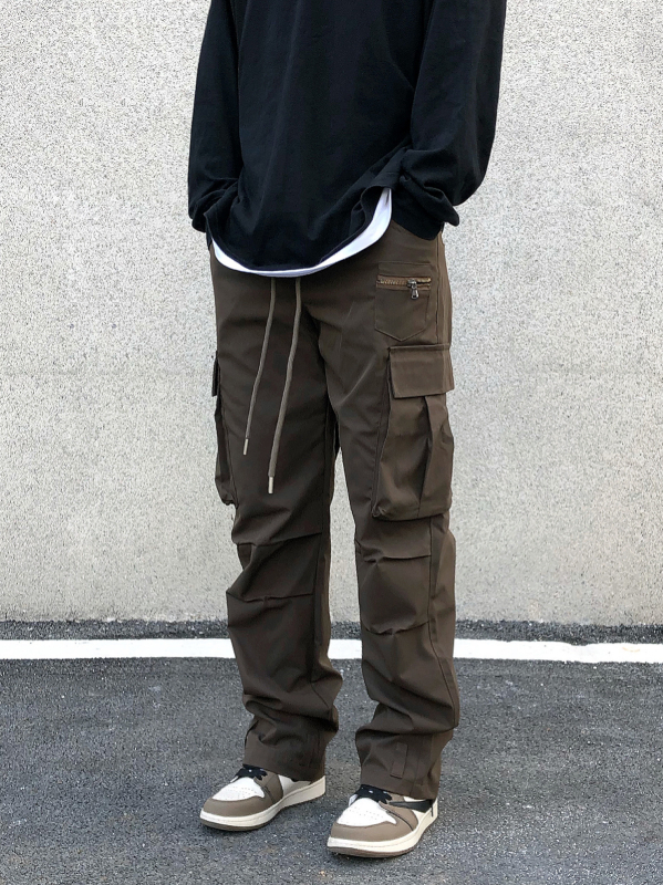 Pantaloni de lucru drepți pentru bărbați, talie medie, închidere cu șnur, țesătură twill de bumbac 85%, model cu buline (drept; talie medie; închidere cu șnur; țesătură twill de bumbac 85%; buline)