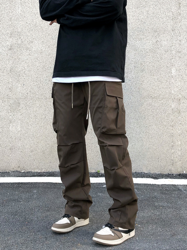 Pantaloni de lucru drepți pentru bărbați, talie medie, închidere cu șnur, țesătură twill de bumbac 85%, model cu buline (drept; talie medie; închidere cu șnur; țesătură twill de bumbac 85%; buline)