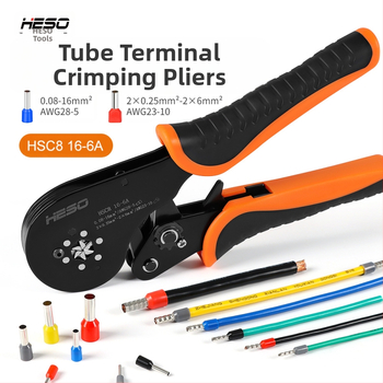 HESO HSC816-6A vamzdinių terminalų krimpo žnyplės, 0,08–16 mm, didelis tikslumas VE terminalui