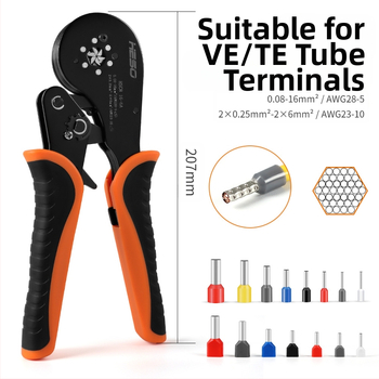 HESO HSC816-6A vamzdinių terminalų krimpo žnyplės, 0,08–16 mm, didelis tikslumas VE terminalui