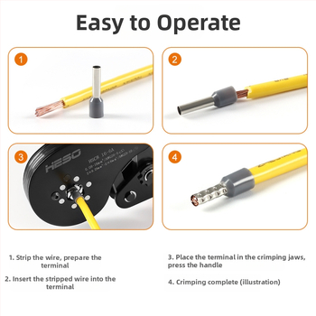 HESO HSC816-6A vamzdinių terminalų krimpo žnyplės, 0,08–16 mm, didelis tikslumas VE terminalui
