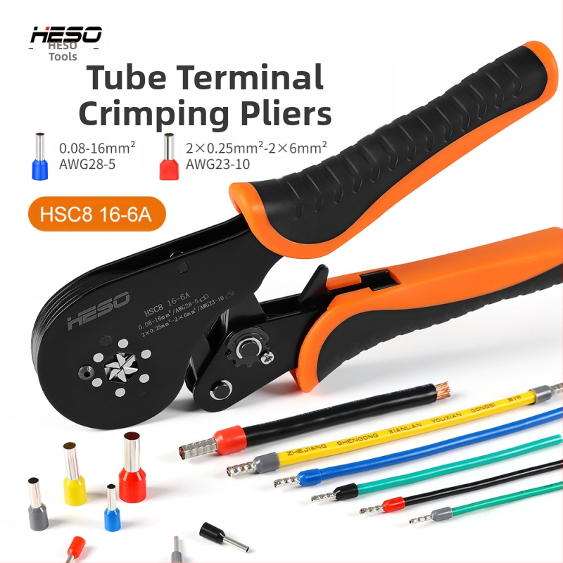 HESO HSC816-6A vamzdinių terminalų krimpo žnyplės, 0,08–16 mm, didelis tikslumas VE terminalui
