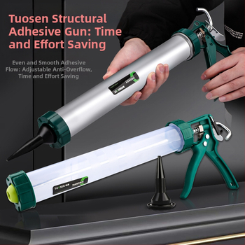 Ръчен пистолет за уплътнител за структурни лепила, капацитет 600 ml, алуминиево тяло, тегло 0,7 kg, подходящ за структурен уплътнител