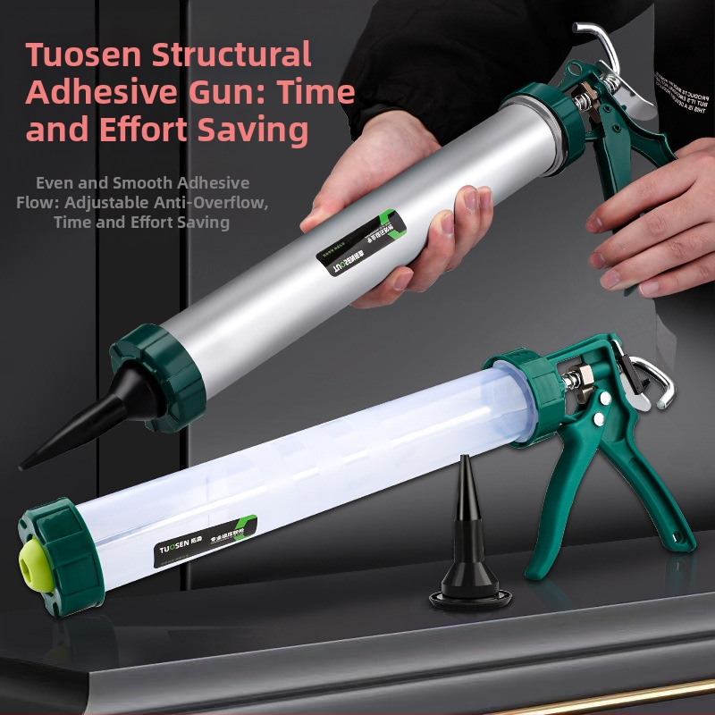 Ръчен пистолет за уплътнител за структурни лепила, капацитет 600 ml, алуминиево тяло, тегло 0,7 kg, подходящ за структурен уплътнител