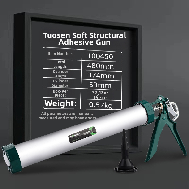 Ръчен пистолет за уплътнител за структурни лепила, капацитет 600 ml, алуминиево тяло, тегло 0,7 kg, подходящ за структурен уплътнител