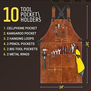 Be rankovių prijuostė, su keliomis kišenėmis, antiužteršimo, dvipusės aksominės medžiagos