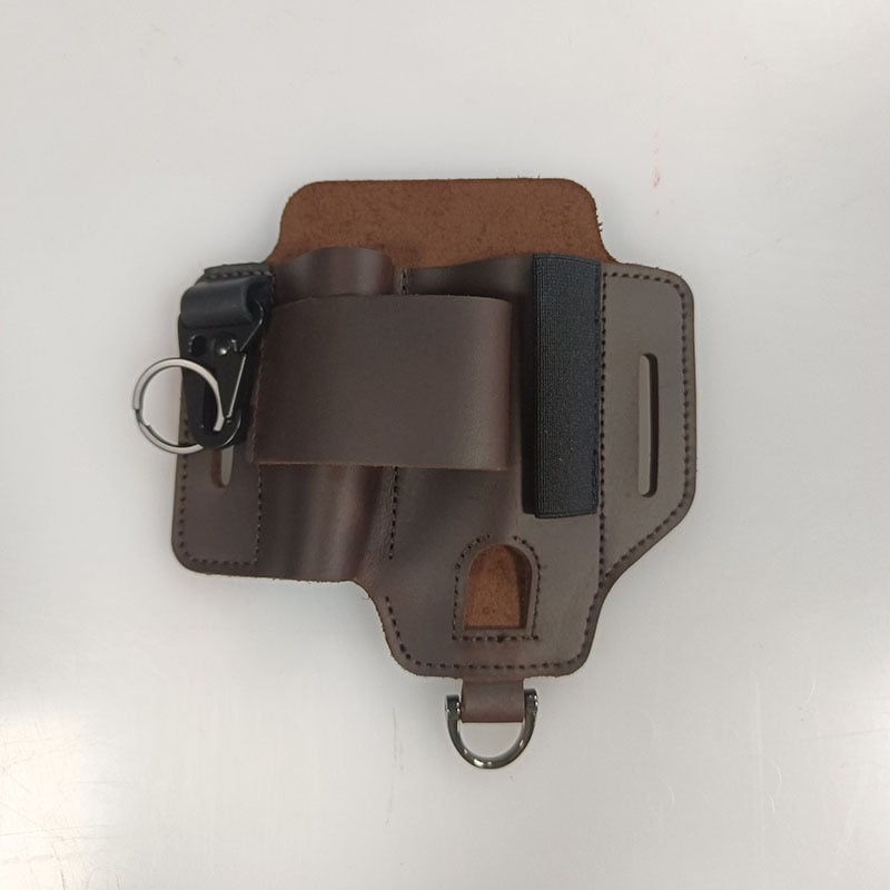 Кожена талиева чанта за EDC – тактическа за outdoor спортове; първи слой телешка кожа; издръжлива, против кражба, удароустойчива; унисекс