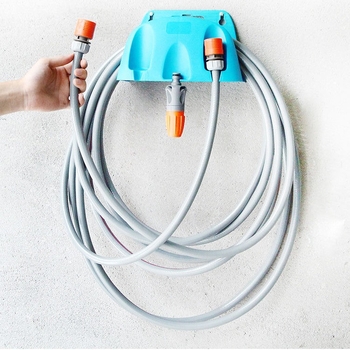 Sienas piestiprināms dārza šļūtenes uzglabāšanas rāmis (PP materiāls; sienas uzstādīšana; šļūtenes turētājs)