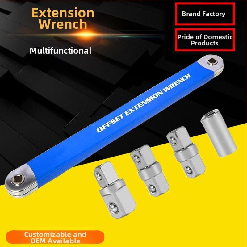 Prošireni višenamjenski univerzalni podesivi produžni ključ s dvostrukom glavom, visokougljični čelik, elektroplatirani