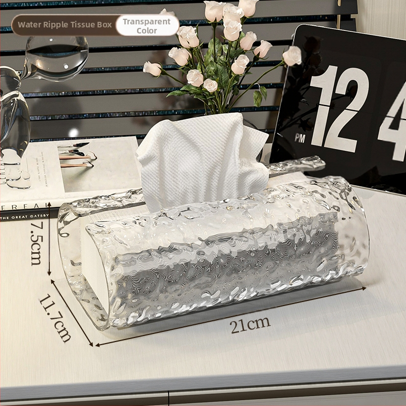 Vandens bangų rašto servetėlių dėžutė – plastmasė, atspari vandeniui, skirta ištraukiamoms servetėlėms, šviesos prabangos stilius, modelis 1