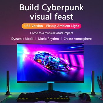 Νυχτερινό φως USB 5V, τηλεχειριστήριο; μουσικά ενεργοποιούμενο περιβαλλοντικό φως, κατασκευή από PC, γεωμετρικό σχήμα