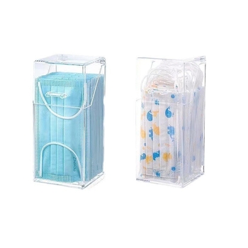 Kutija za maske od prozirnog PET-plastika, zaštita od prašine, stolni preklopni poklopac, kapacitet 1 L