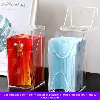 Θήκη μασκών από διαφανές PET πλαστικό, προστασία από σκόνη, επιτραπέζιο καπάκι με ανάκλιση, 1 L χωρητικότητα