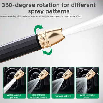 Topson automobiļu mazgāšanas pistole mājas lietošanai – aliumīnija sakausējuma smidzināšanas galva, rokturis no plastikas/alumīnija sakausējuma, regulējams smidzināšanas attālums, regulējams ūdens spiediens, piemērots automazgāšanai un augu laistīšanai