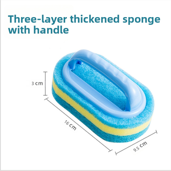 Virtuvės valymo šepetys su rankena puodams, voniai ir plytelėms — Medžiaga: PS + specialus pluošto medvilnė; Svoris: 0.12 kg; Įtrauktas kempinė