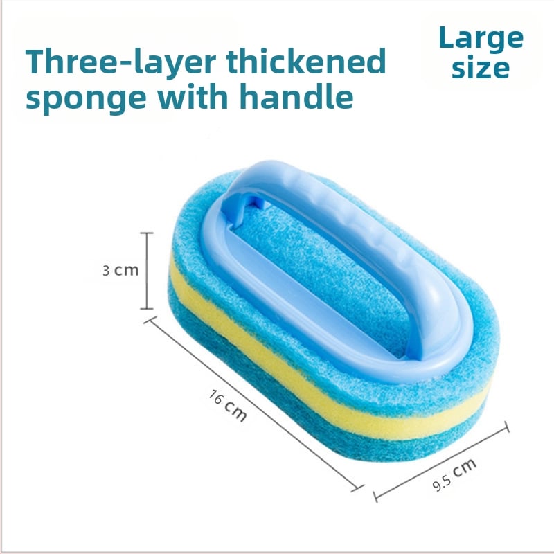 Virtuvės valymo šepetys su rankena puodams, voniai ir plytelėms — Medžiaga: PS + specialus pluošto medvilnė; Svoris: 0.12 kg; Įtrauktas kempinė